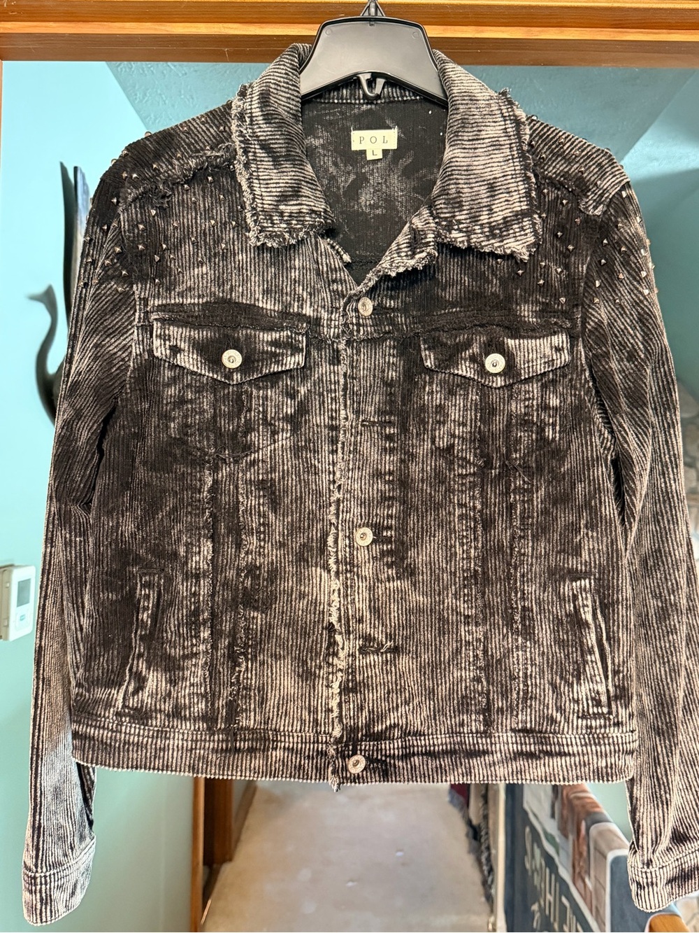 NWOT POL Black Corduroy Jacket with Stud Details